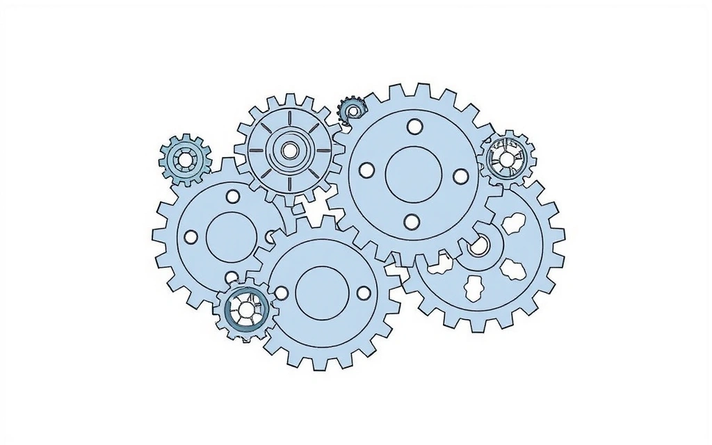 Illustration of gears and cogs symbolizing essential website functionality