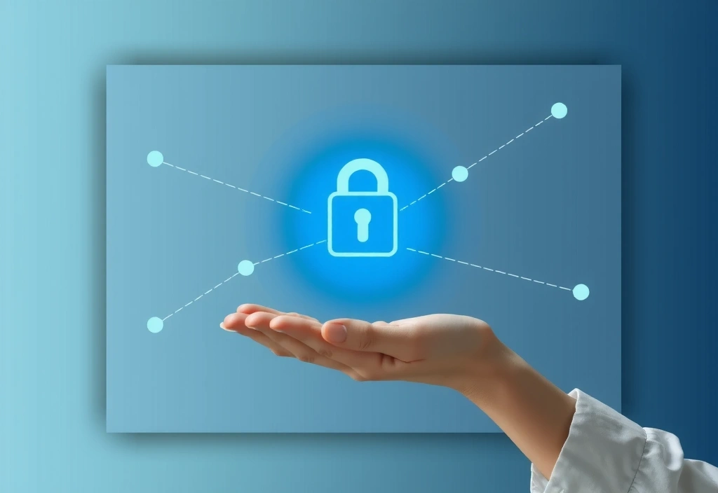 Iconic image of a hand holding a digital lock, symbolizing user control over data